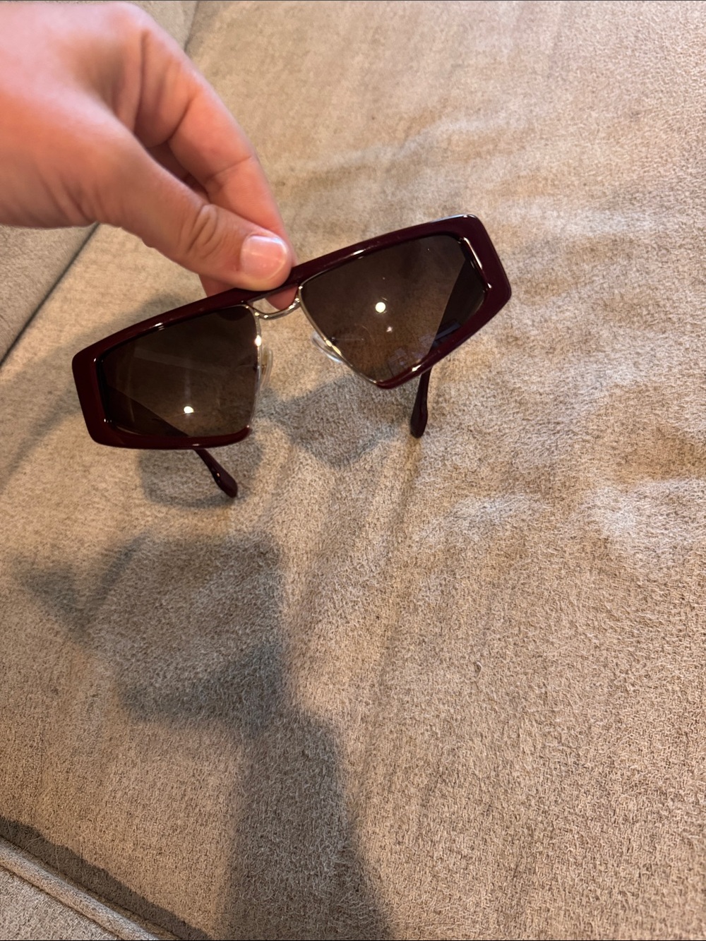 Victoria Beckham Burgundy Geometric Sunglasses